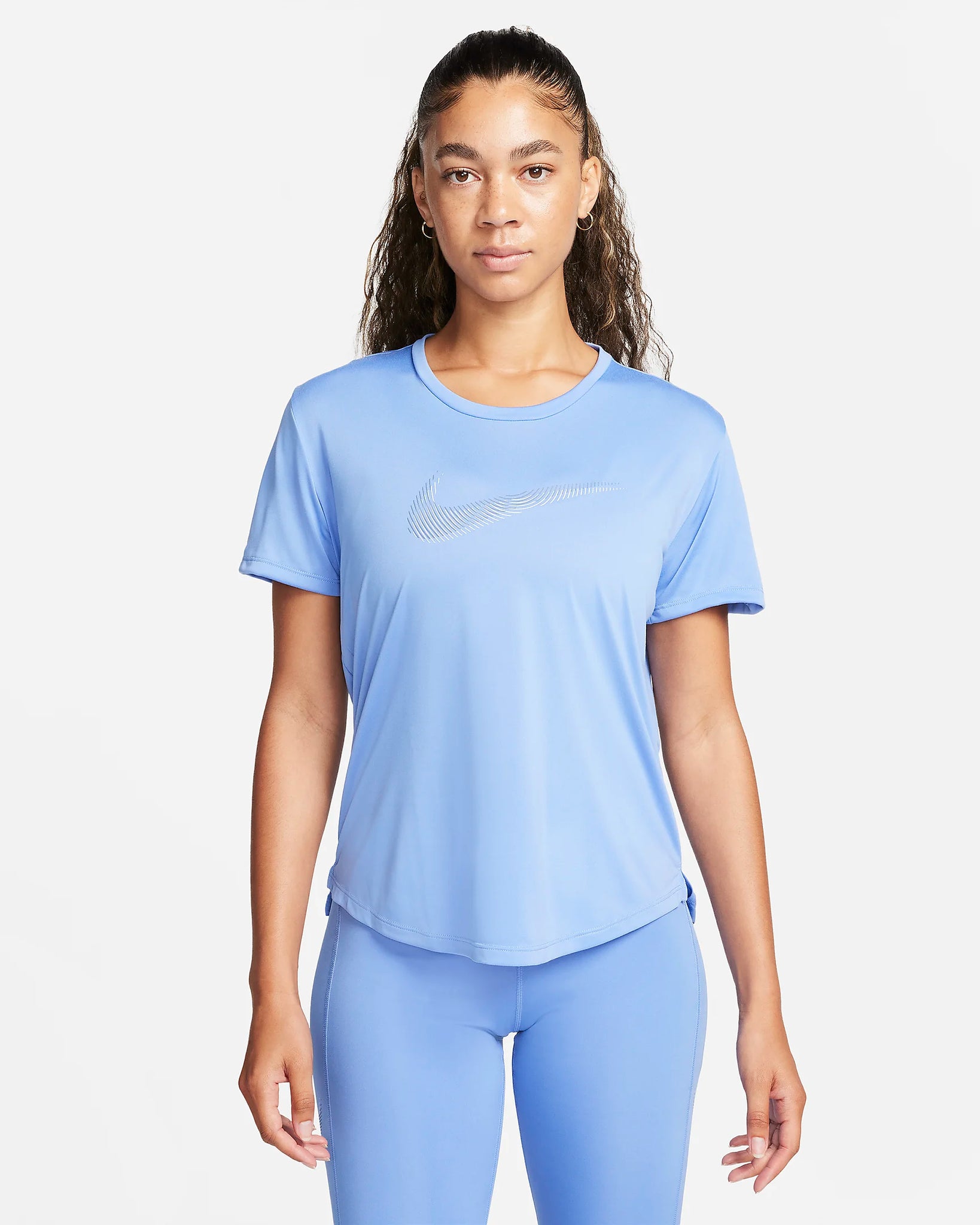 Nike Womens Dri Fit Swoosh Running Shirt Polar Diffused Blue