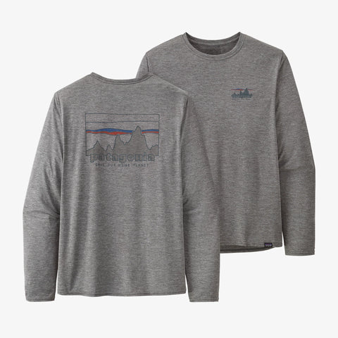 Patagonia Mens L/S Run Cap Cool Daily Graphic Shirt (‘73 Skyline/Feather Grey)
