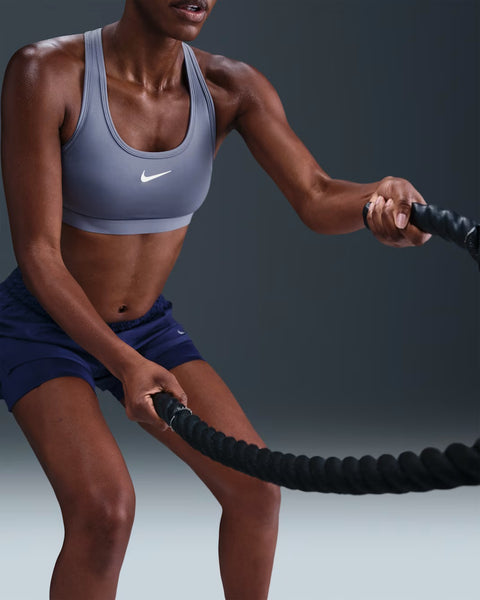 Nike Womens Swoosh Medium Support Sports Bra (World Indigo/White)