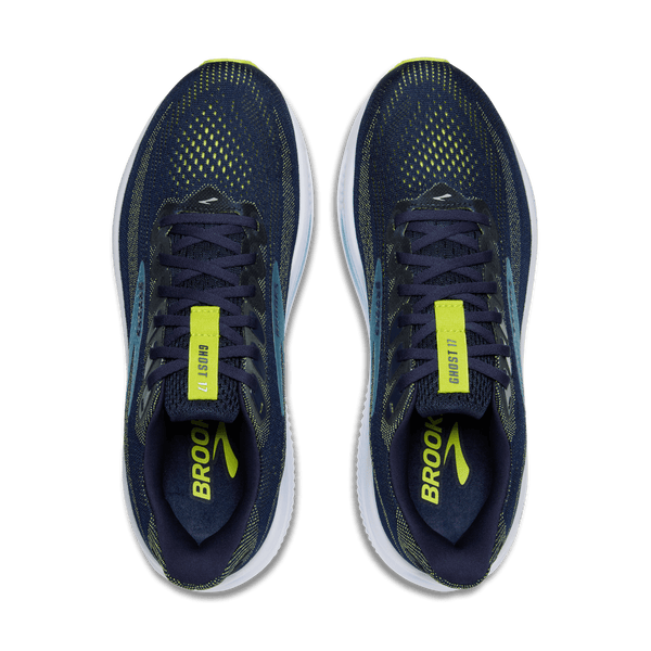 Brooks Mens Ghost 17 (2E) (Peacoat/Lime/Blue)