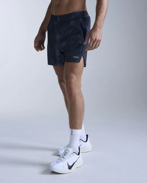 2XU Mens Aero 5" Run Short (Midnight Marble/Silver Reflective)