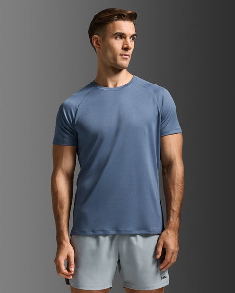 2XU Mens Aero Mesh Tee (Indigo/Black Reflective)