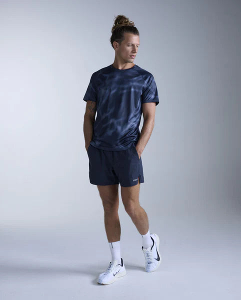 2XU Mens Aero Mesh Tee (Midnight Marble/Silver Reflective)