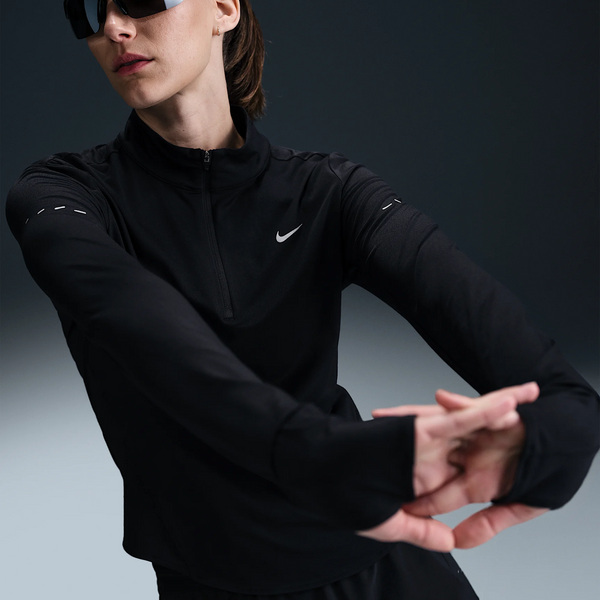 Nike Womens Swift Dri-Fit UV 1/4 Zip Running Top (Black)