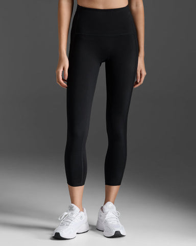 2XU Womens Form Stash Hi-Rise 7/8 Compression Tight (Black/Black)