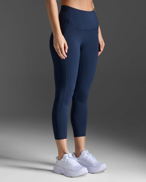 2XU Womens Form Stash Hi-Rise 7/8 Compression Tight (Midnight/Midnight)