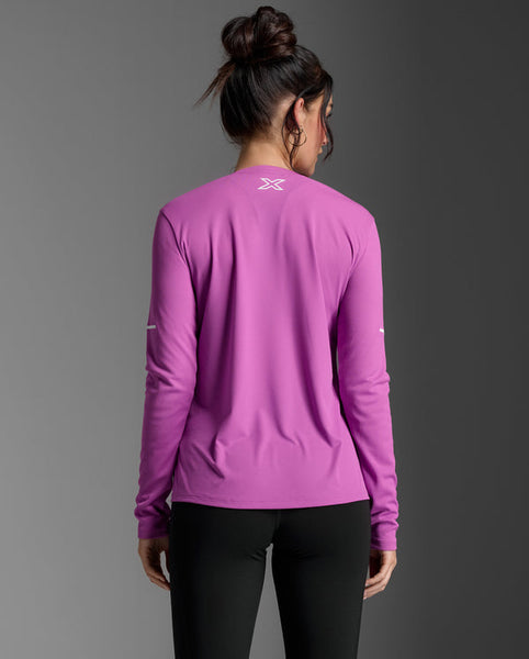 2XU Womens Aero L/S Run Tee (Hyper Violet/White Reflective)