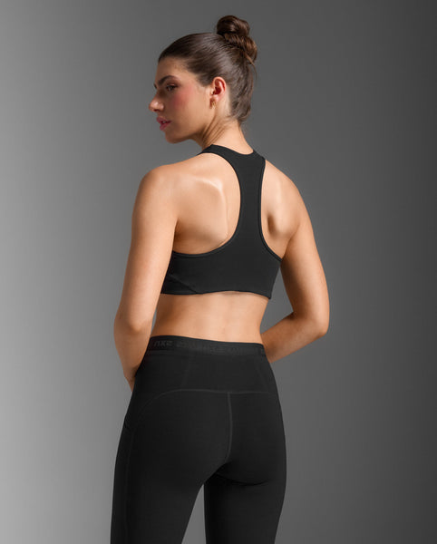 2XU Womens Form Racerback Medium Impact Bra (Black/Black)
