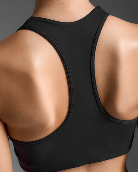 2XU Womens Form Racerback Medium Impact Bra (Black/Black)