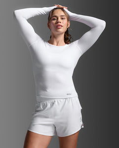 2XU Womens Ignition Grid Base Layer (White/Silver Reflective)