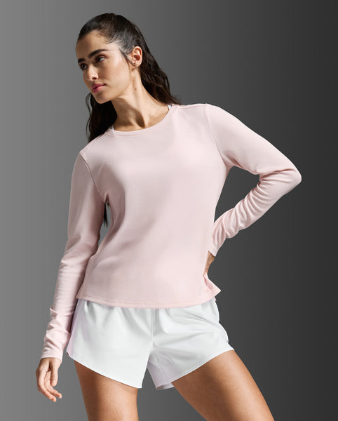 2XU Womens Aero L/S Run Tee (Pink Frost/Pink Frost Reflective)