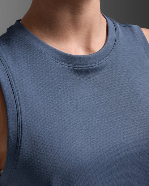 2XU Womens Aero Mesh Crop Tank (Indigo / Indigo Reflective)