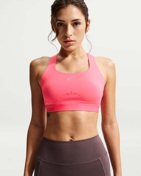Nike Women's Swift  High-Support Lightly Lined Sports Bra (Sea Coral/Silver)