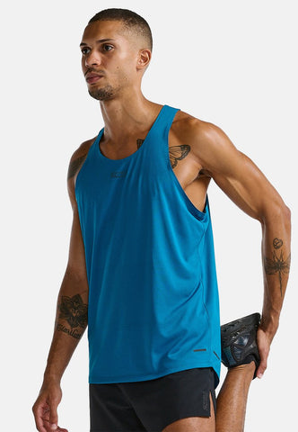2XU Mens Light Speed Tech Singlet (Seaport/Black Reflective)