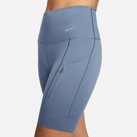 Nike Womens Dri-Fit Go Firm-Support High-Waisted 8" Run Short (Diffused Blue/Black)