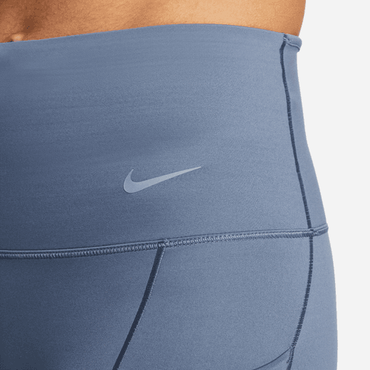 Nike Womens Dri-Fit Go Firm-Support High-Waisted 8" Run Short (Diffused Blue/Black)