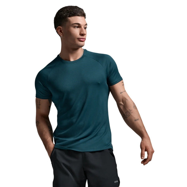 2XU Mens Aero Mesh Tee (Dark Moss/Silver Reflective)