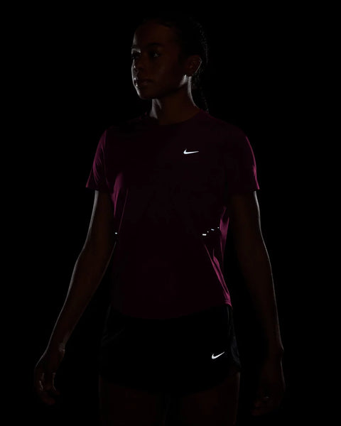 Nike Womens Swift Dri-Fit Short Sleeve Run Tee (True Berry & Reflective Silver)