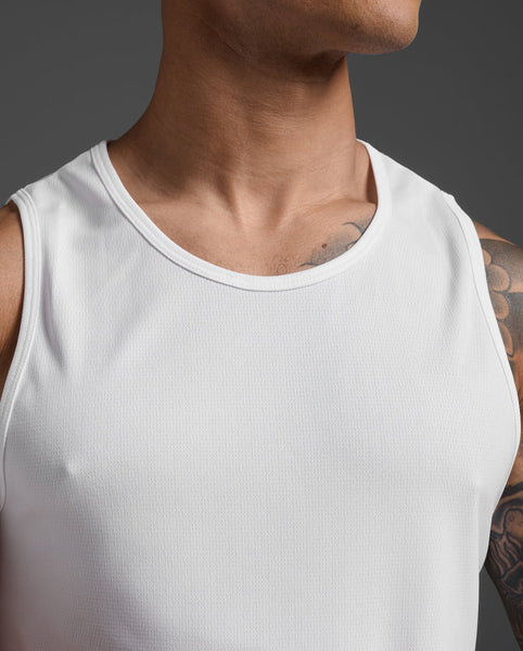 2XU Mens Aero Mesh Tank (White/White Reflective)