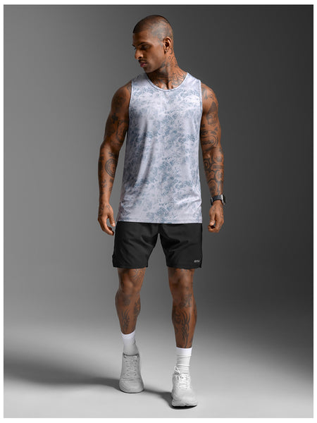 2XU Mens Aero Mesh Tank (Weathervane Marble/Marble Reflective)