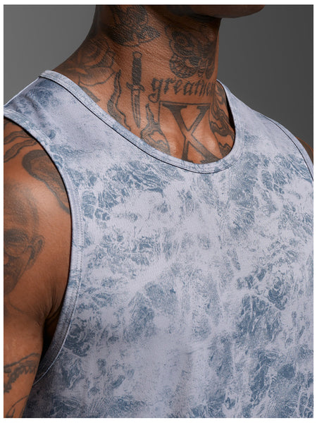 2XU Mens Aero Mesh Tank (Weathervane Marble/Marble Reflective)