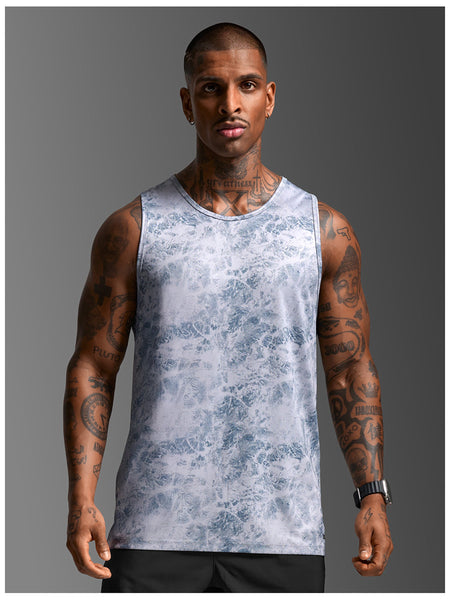 2XU Mens Aero Mesh Tank (Weathervane Marble/Marble Reflective)