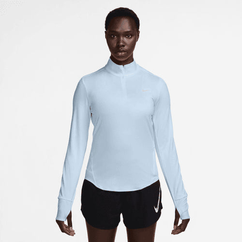 Nike Womens Swift Dri-Fit UV 1/4 Zip Running Top (Barely Volt/Reflective Silver)