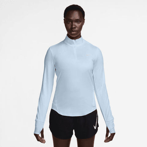 Nike Womens Swift Dri-Fit UV 1/4 Zip Running Top (Barely Volt/Reflective Silver)