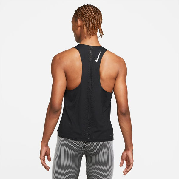 Nike Mens Aeroswift Run Singlet (Black/White stripes)