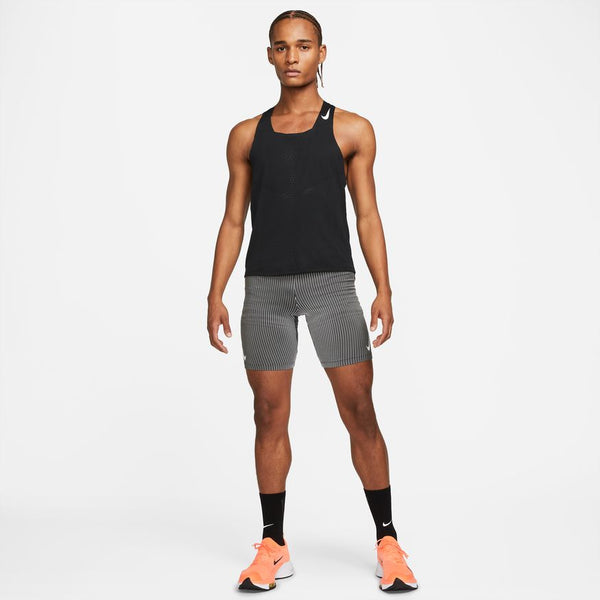 Nike Mens Aeroswift Run Singlet (Black/White stripes)