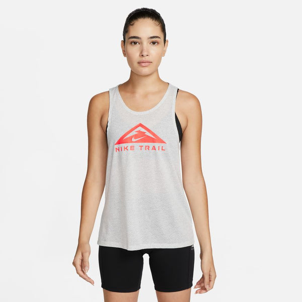 Nike W DRI-FIT Trail Running Singlet (Light Smoke Grey/Grey Fog/Heather/Bright Crimson)