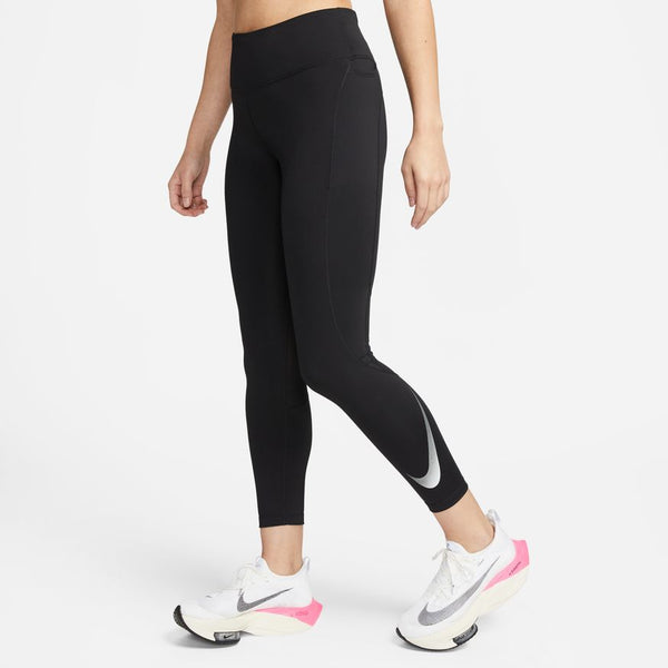 Nike Women's Fast Mid-Rise 7/8 Running Leggings with Pockets (Black)