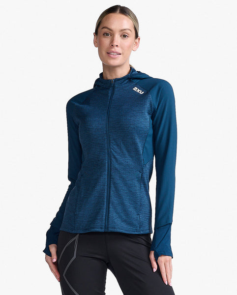 2XU W Ignition Shield Hooded Mid-Layer (Moonlight/White Reflective)